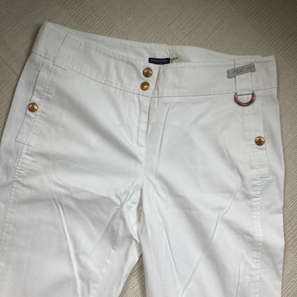 Magaschori white pants with gold detailing
